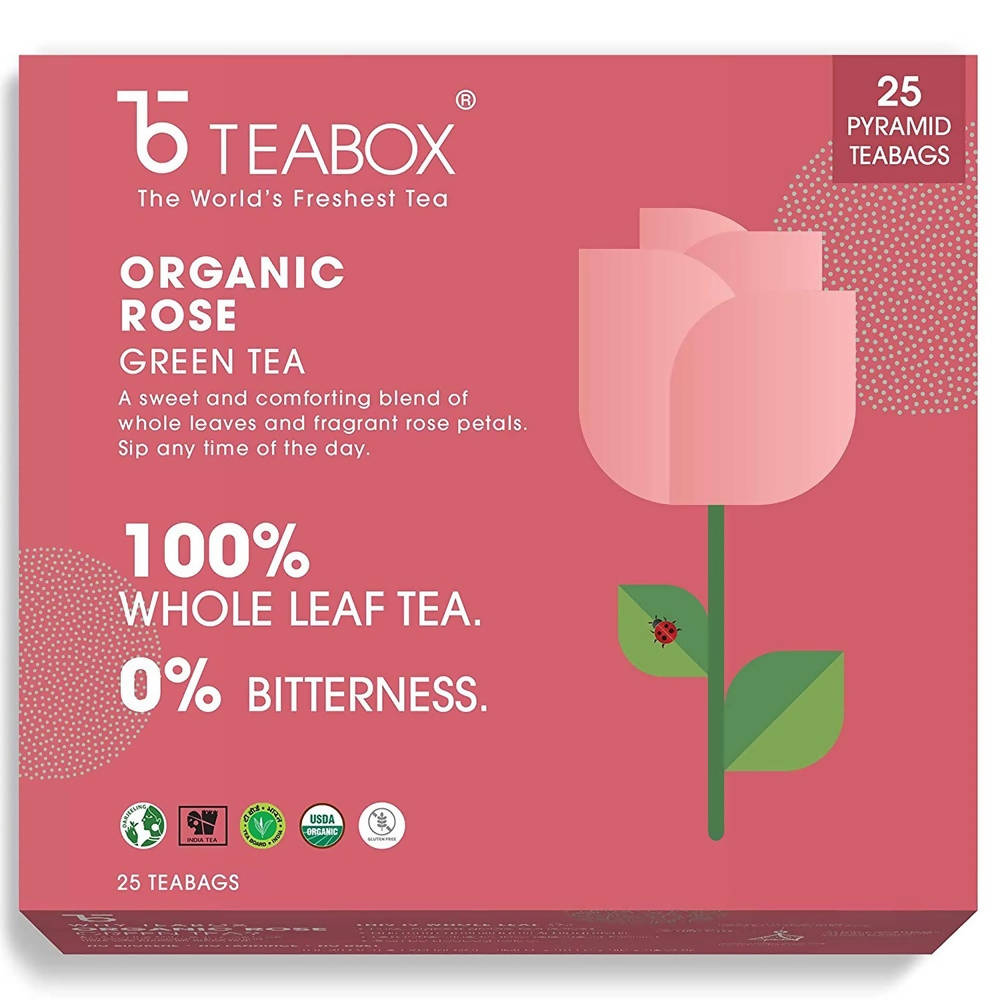 Teabox Organic Rose Green Tea Bags | Grocsy
