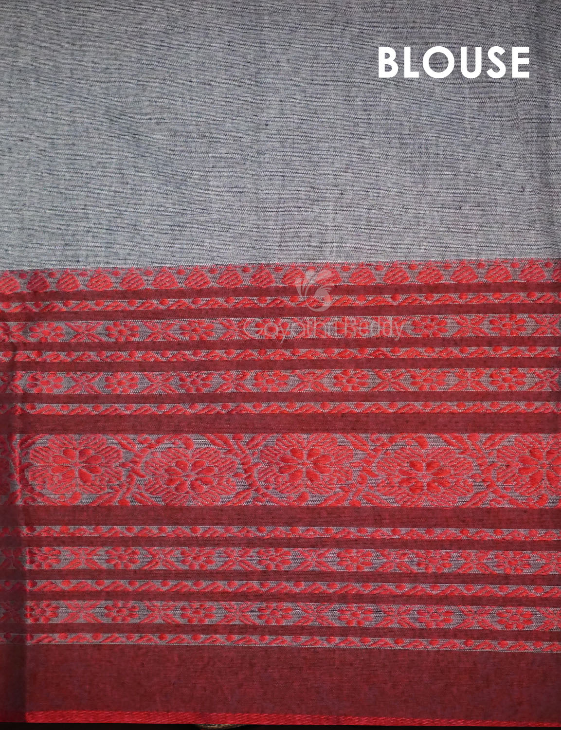 Grey Colour Contrast Thread Border Khadi Cotton Saree By Gayathri Reddy Designer Studio | Grocsy