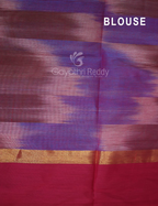 Dual Shades of Sky Blue And Maroon Mangalagiri Ikkat Cotton Saree By Gayathri Reddy Designer Studio | Grocsy