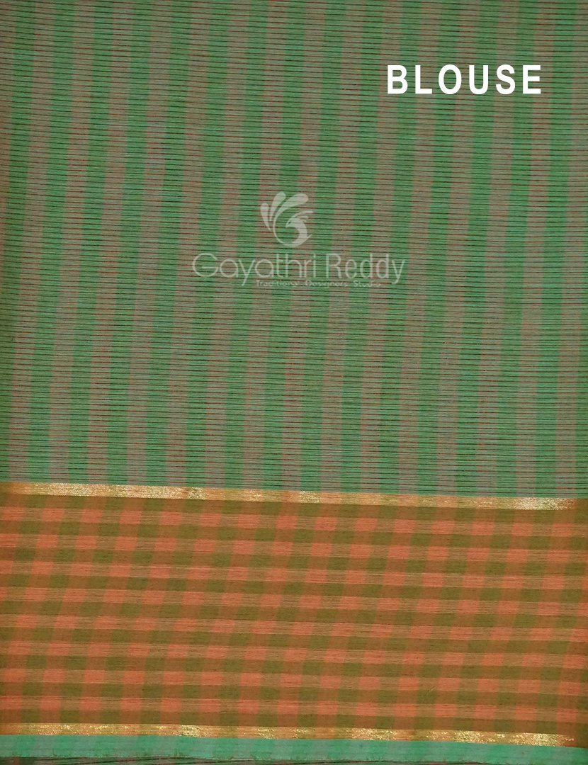 Multi Shades of Rama Green Pure Mangalgiri Cotton By Gayathri Reddy Designer Studio | Grocsy
