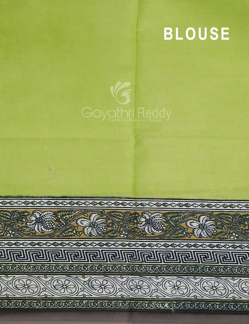 Shades of Grey With Block Print Munga Cotton Saree By Gayathri Reddy Designer Studio | Grocsy