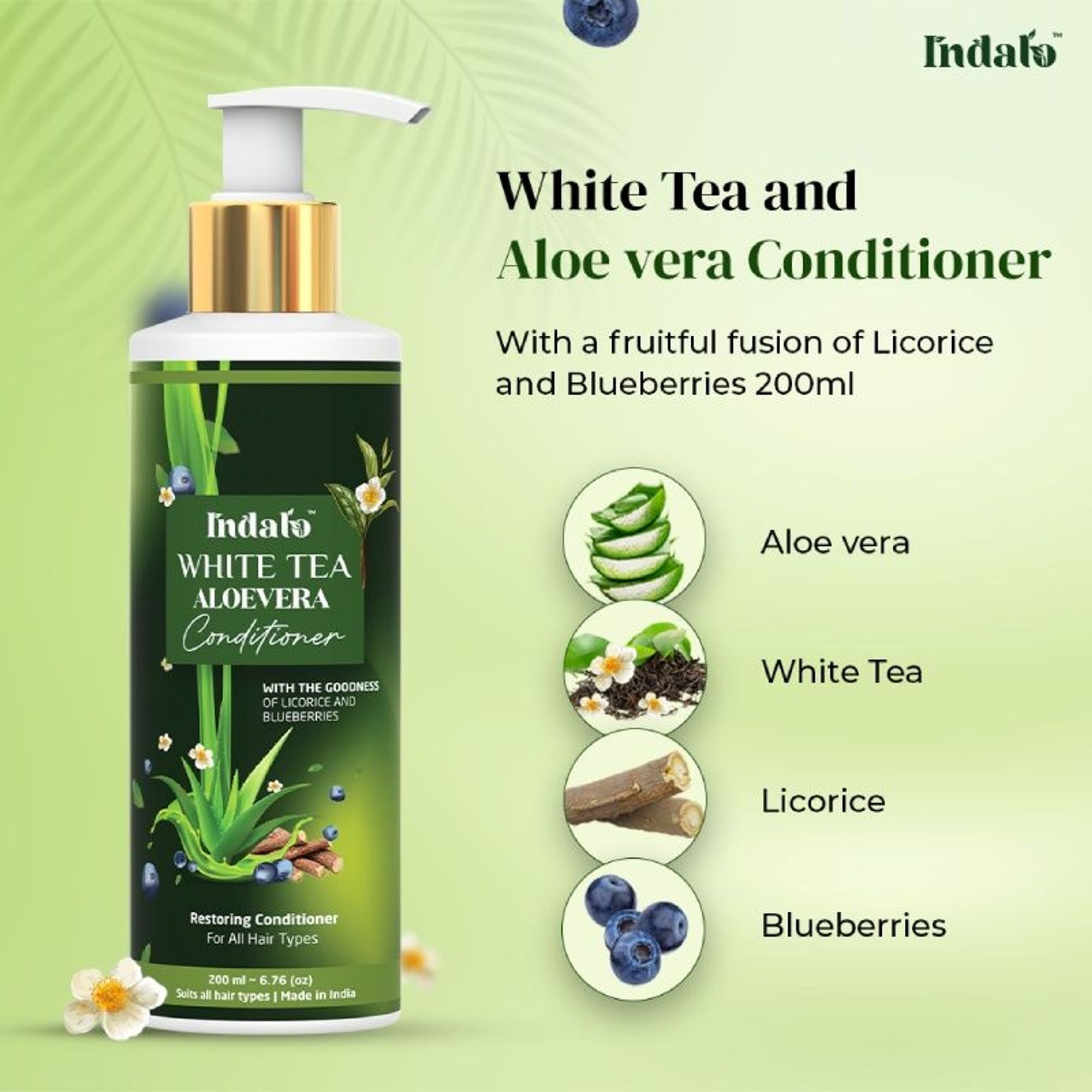 Indalo White Tea Aloe Vera Conditioner For Oily Hair | Grocsy