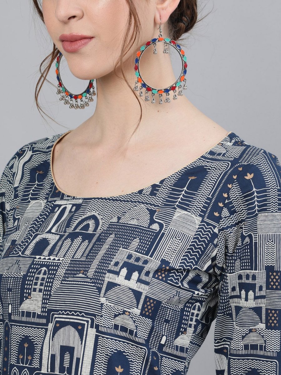 Aks Ethnic Motifs Printed Pure Cotton Kurta With Palazzos | Grocsy