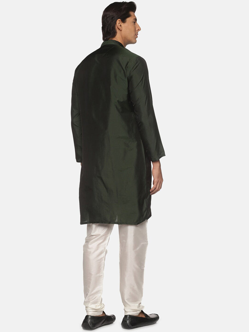 Sethukrishna Men Green Pleated Kurta with Churidar | Grocsy
