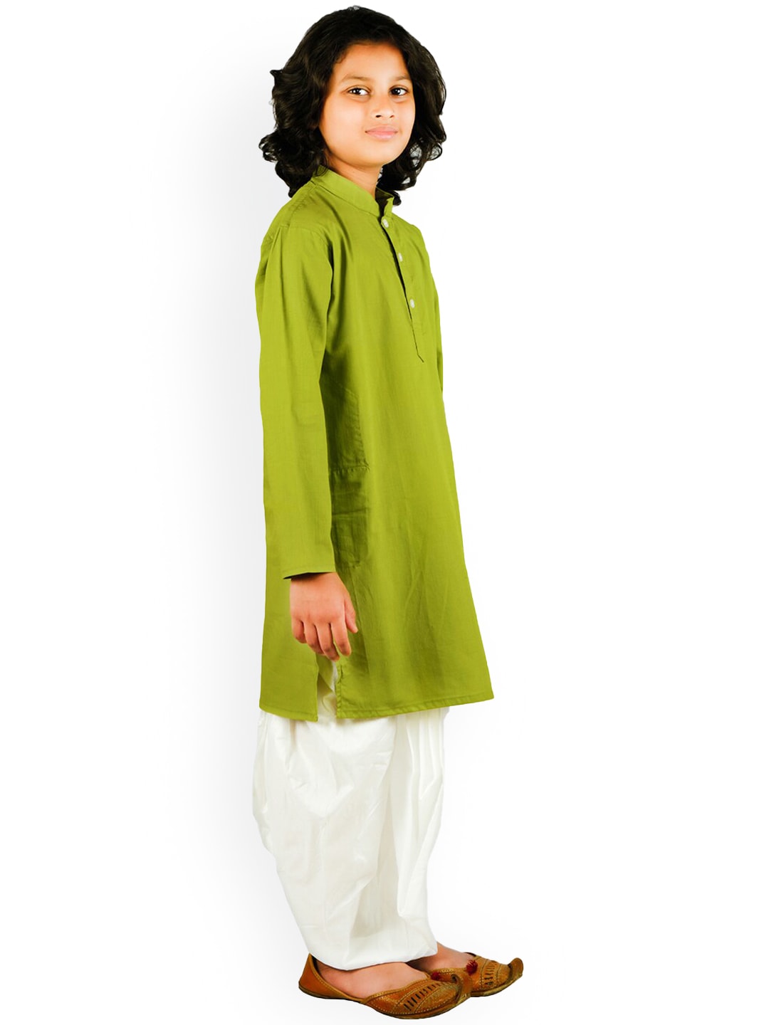 Sethukrishna Boys Green Pure Cotton Kurta with Dhoti Pant Set | Grocsy