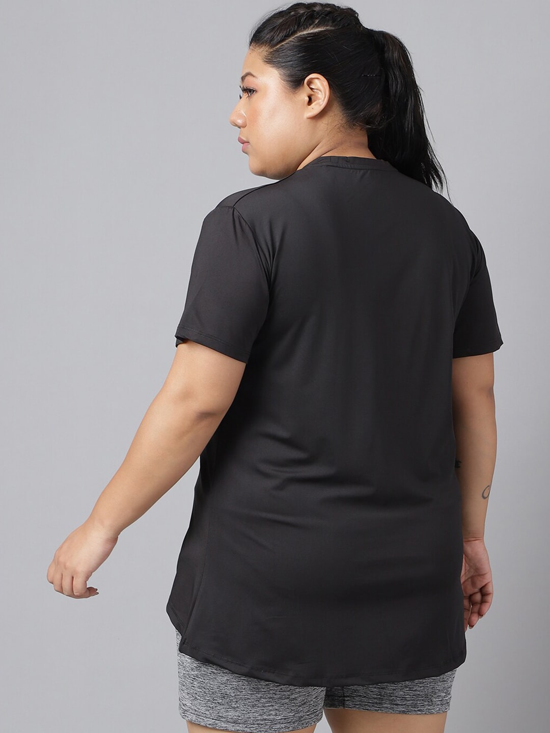 MKH Plus Size Drop-Shoulder Sleeves Dri-FIT Relaxed Fit Training T-shirt | Grocsy