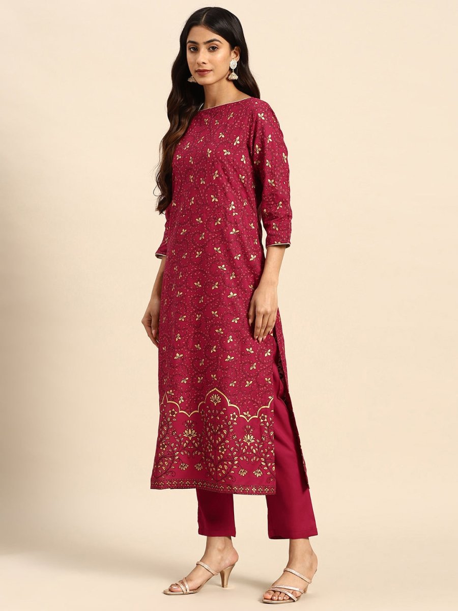 All About You Ethnic Motifs Printed Regular Kurta with Trousers | Grocsy