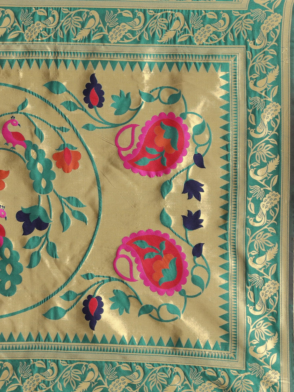 Saree Mall Teal Green & Golden Woven Design Banarasi Saree | Grocsy