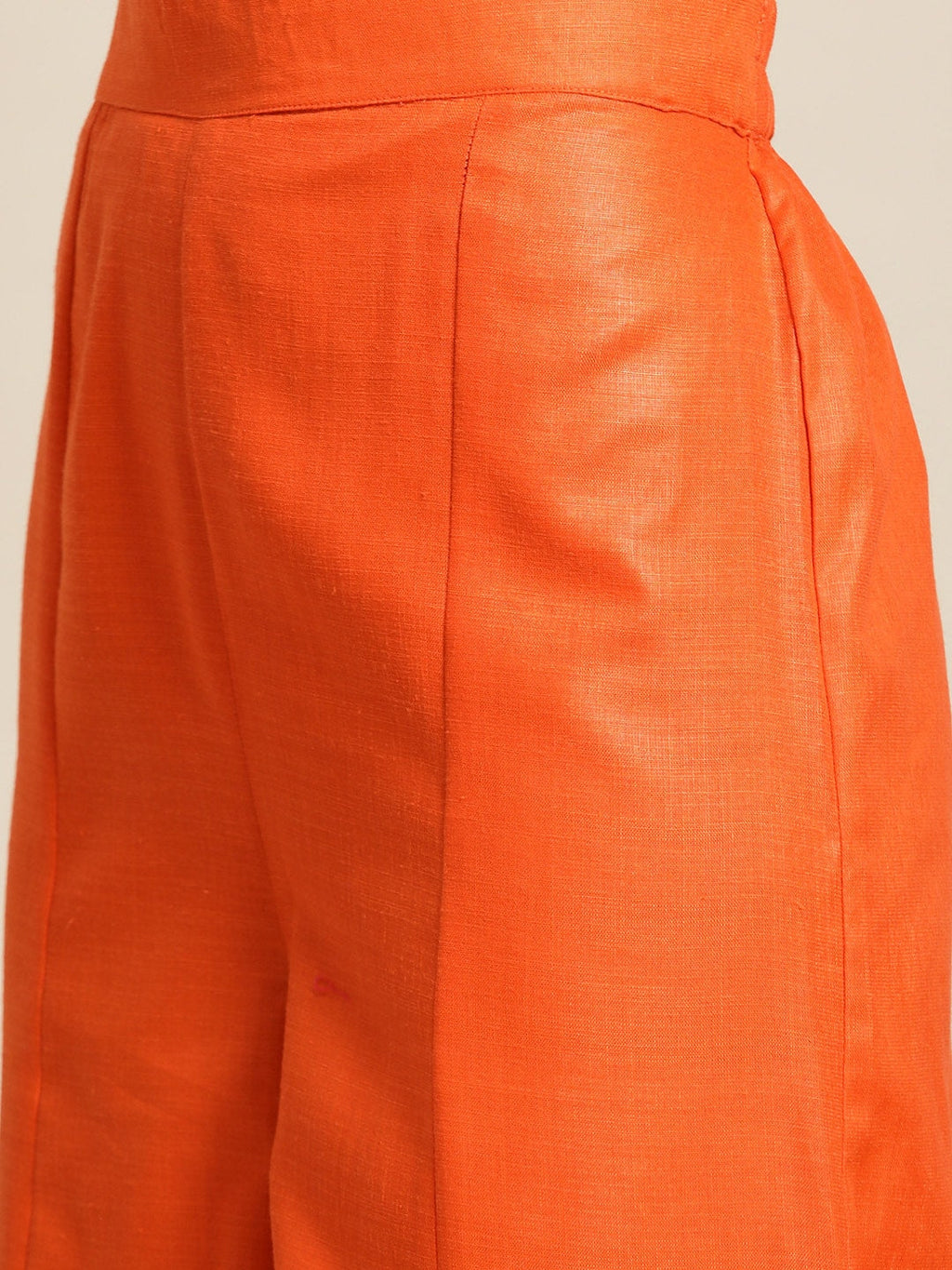 Sangria Women Pink & Orange Solid Thread Work Kurta with Palazzos | Grocsy
