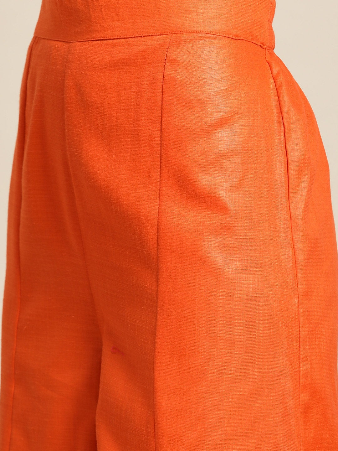 Sangria Women Pink & Orange Solid Thread Work Kurta with Palazzos | Grocsy