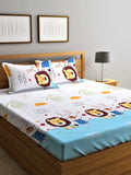 Home Sizzler White & Blue Printed 210 TC Double Bedsheet With 2 Pillow Covers | Grocsy