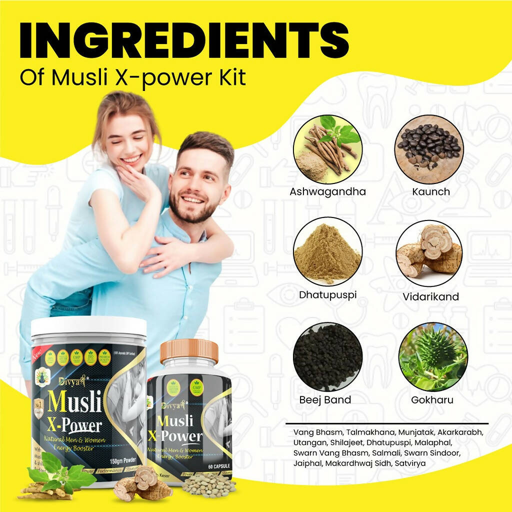 Divya Shree Musli X-Power Capsule, Powder Combo | Grocsy