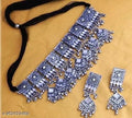 Tehzeeb Creations Women's Silver Colour Oxidised Necklace Set With Mirror Work | Grocsy
