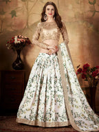 Tulsi Art White Floral Digital Printed Organza Wedding Wear Lehenga Choli | Grocsy