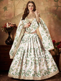 Tulsi Art White Floral Digital Printed Organza Wedding Wear Lehenga Choli | Grocsy