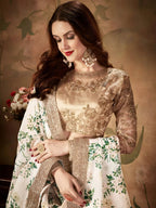 Tulsi Art White Floral Digital Printed Organza Wedding Wear Lehenga Choli | Grocsy