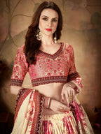 Tulsi Art Off White Floral Digital Printed Organza Bridal Lehenga Choli | Grocsy