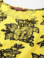 Sangria Floral Print Flutter Sleeves Kurta | Grocsy