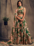 Tulsi Art Green Floral Embroidered Organza Wedding Wear Lehenga Choli | Grocsy