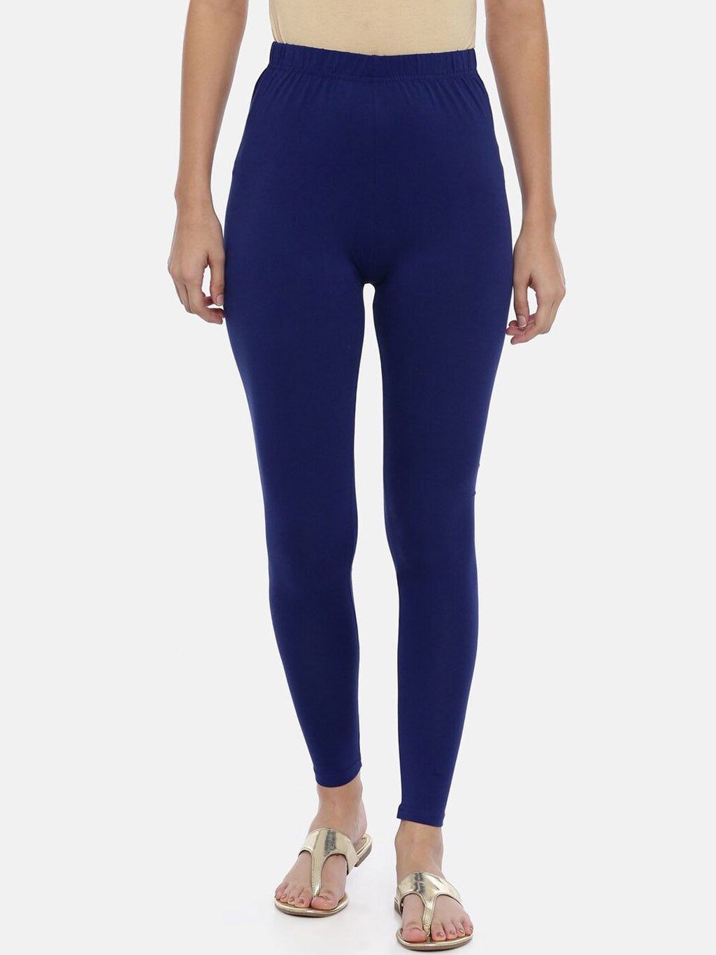 Souchii Women Navy Blue Solid Slim-Fit Ankle-Length Leggings | Grocsy