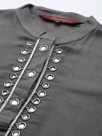 Sangria Yoke Design Mirror Work Kurta | Grocsy