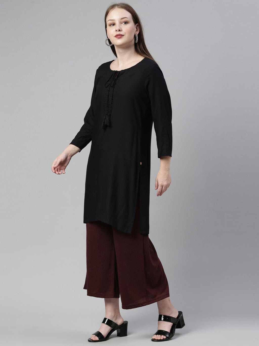 Souchii Brown Knitted Ethnic Palazzos | Grocsy
