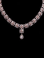 Saraf RS Jewellery Rose Gold-Polished American Diamond Studded Handcrafted Jewellery Set | Grocsy