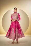 Anaita Pink Chinon Stitched Anarkali Suit With Codding Dori & Sequence Work | Grocsy