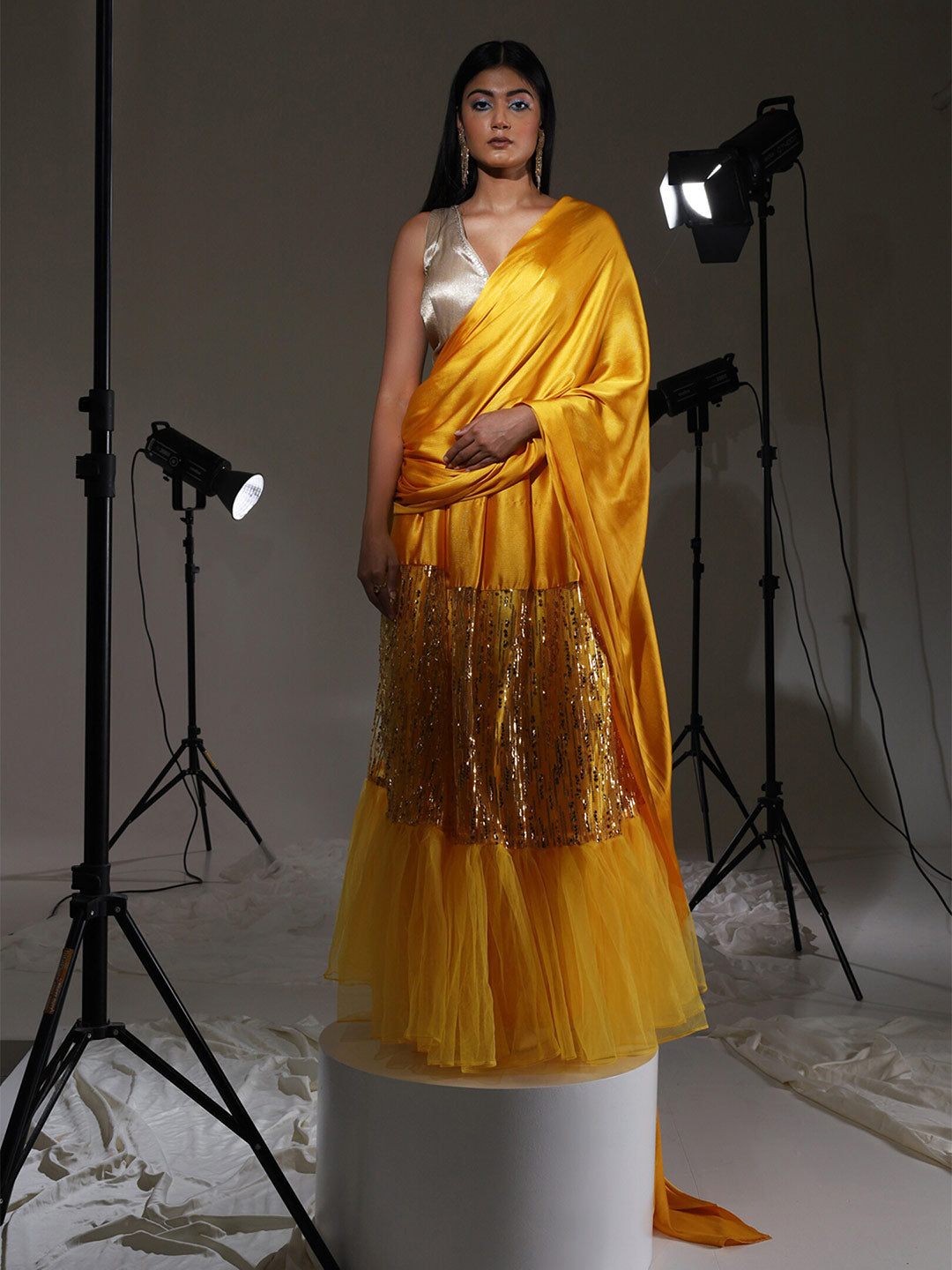 Tikhi Imli Satin embroidered Ready to Wear Saree | Grocsy