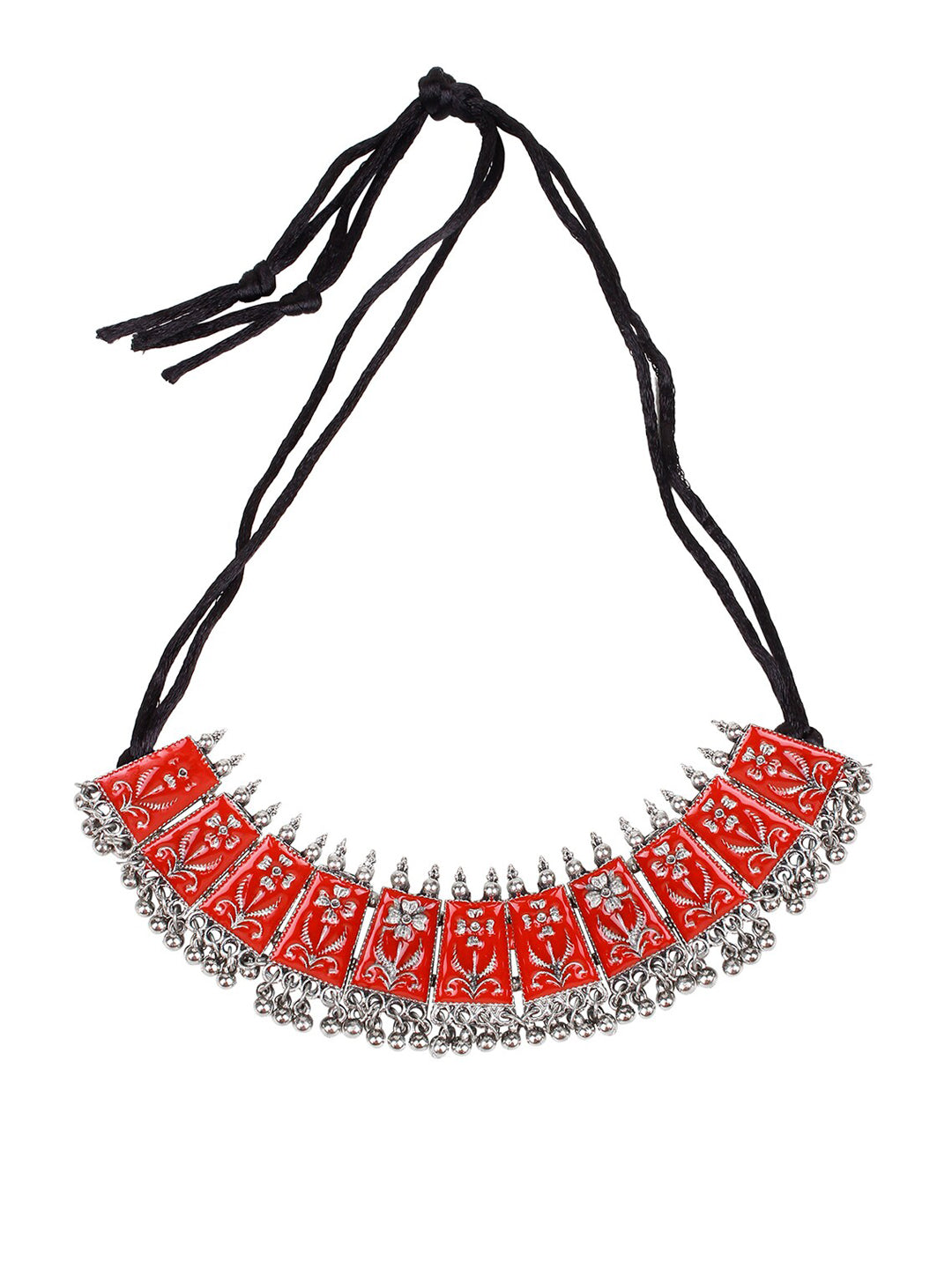 Cardinal Women Red Chocker Necklace & Earrings Jewellery Set | Grocsy