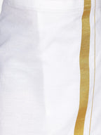 Sethukrishna Boys Orange & White Solid Shirt and Veshti Set | Grocsy
