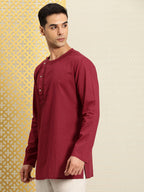 House of Pataudi Jashn Floral Embroidered Yoke Design Thread Work Angrakha Kurta | Grocsy