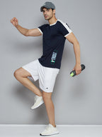 Alcis Men Navy Blue Solid Slim Fit T-shirt | Grocsy