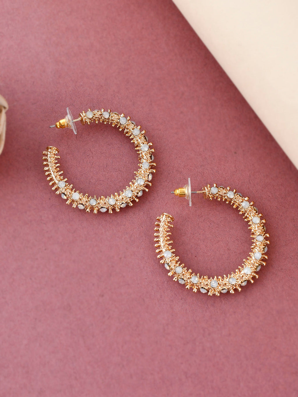 Shoshaa Gold-Toned Contemporary Handcrafted Half Hoop Earrings | Grocsy
