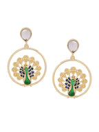 Shoshaa Green Peacock Shaped Drop Earrings | Grocsy