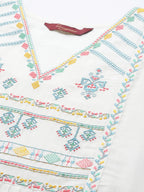 Sangria Ethnic Motifs Yoke Design Regular Thread Work Kurta with Trousers & With Dupatta | Grocsy