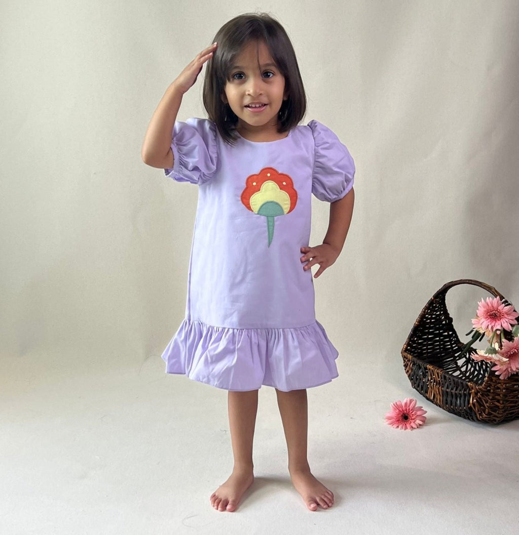ArthLife Lavender Flower Patch Casual Dress | Grocsy