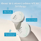 The Face Shop Air Cotton Cushion SPF 50+ PA++++ - 203 Beige | Grocsy