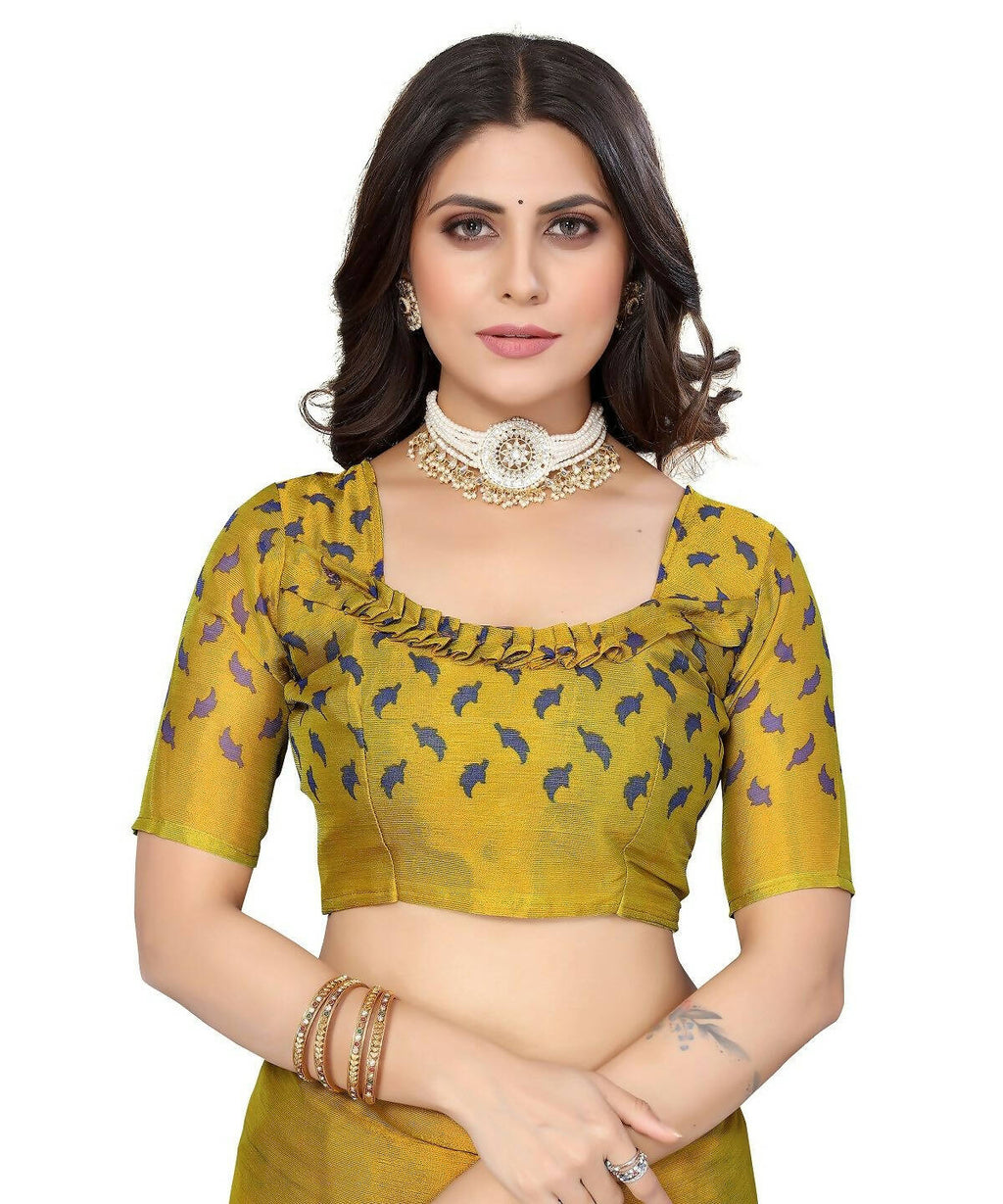Vamika Blue Chiffon Brasso Bollywood Style Woven Saree (ALIZA BLUE) | Grocsy