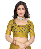 Vamika Blue Chiffon Brasso Bollywood Style Woven Saree (ALIZA BLUE) | Grocsy