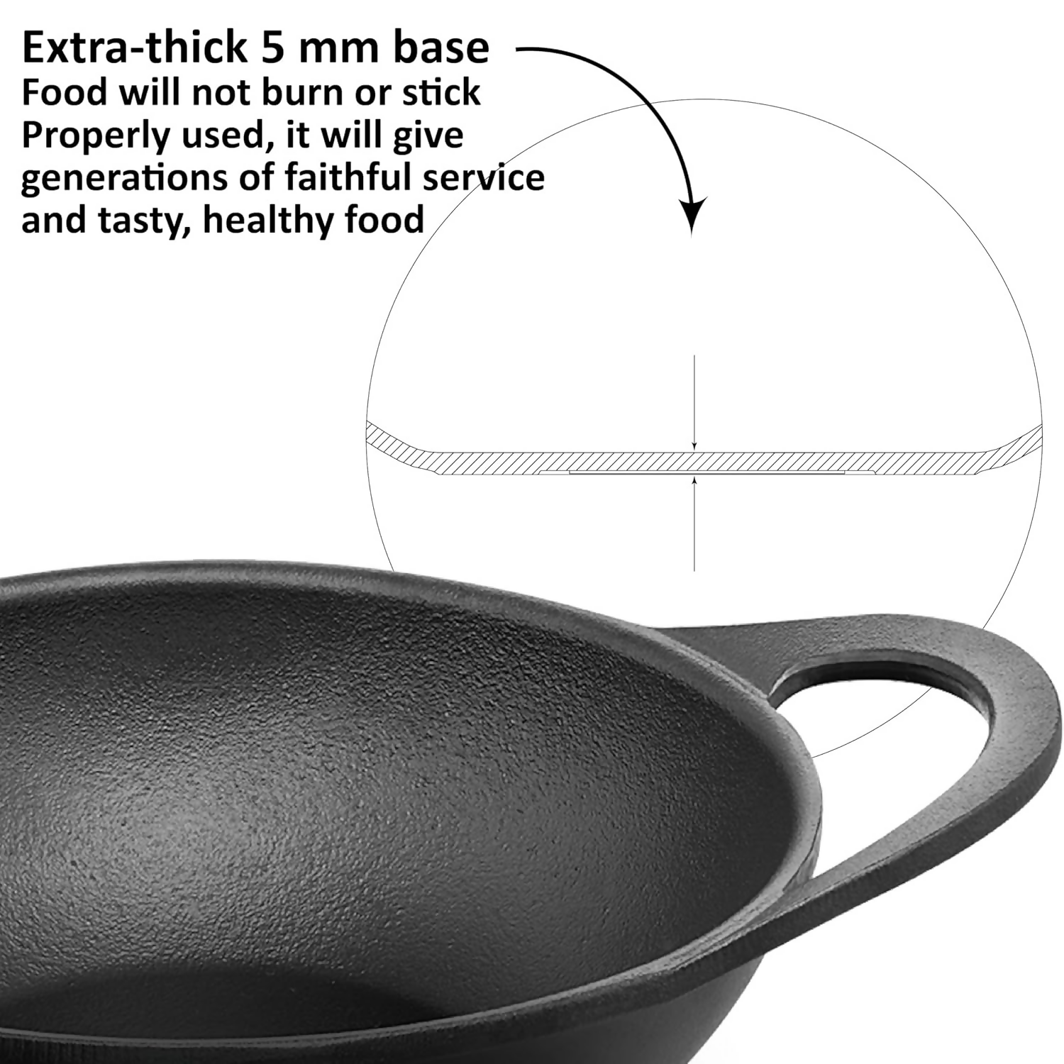 Hawkins Futura Cast Iron Nonstick Kadai with Glass Lid - Black (CIK15G) | Grocsy
