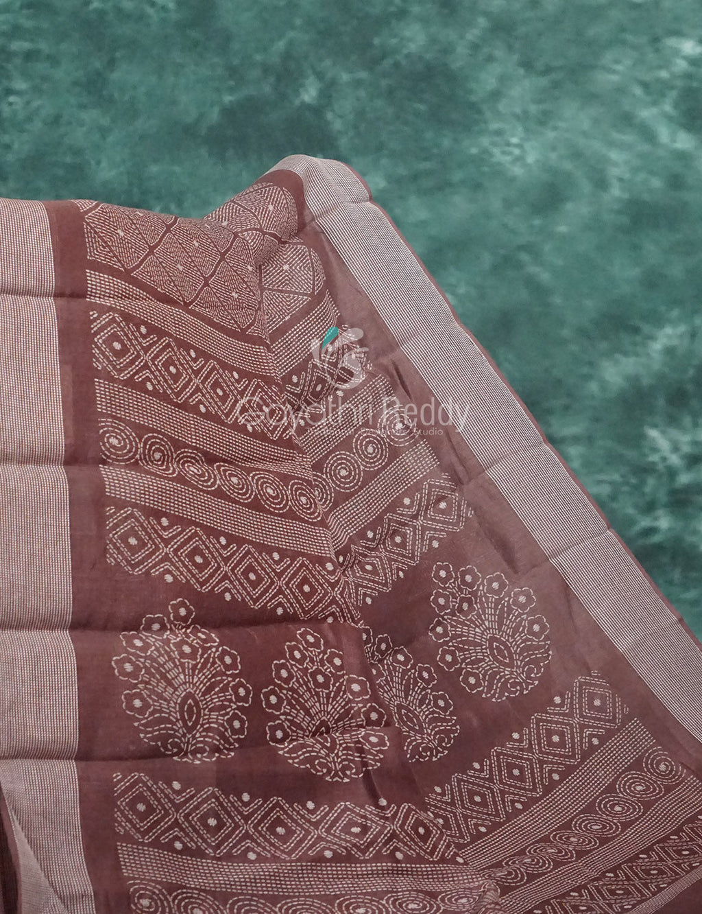 Mauve Brown Coloured Diamond Print Semi Chanderi Saree By Gayathri Reddy Designer Studio | Grocsy