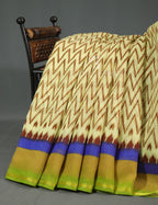 Shades of Light Apple Green And Light Mehndi Green Colour Blouse Ikat Design Semi Chanderi Saree By Gayathri Reddy Designer Studio | Grocsy