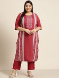 Sztori Plus Size Geometric Printed Round Neck Straight Kurta | Grocsy