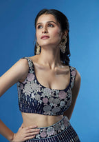 House of Panchhi Navy Blue Color Georgette Multi-Sequins Work Lehenga | Grocsy