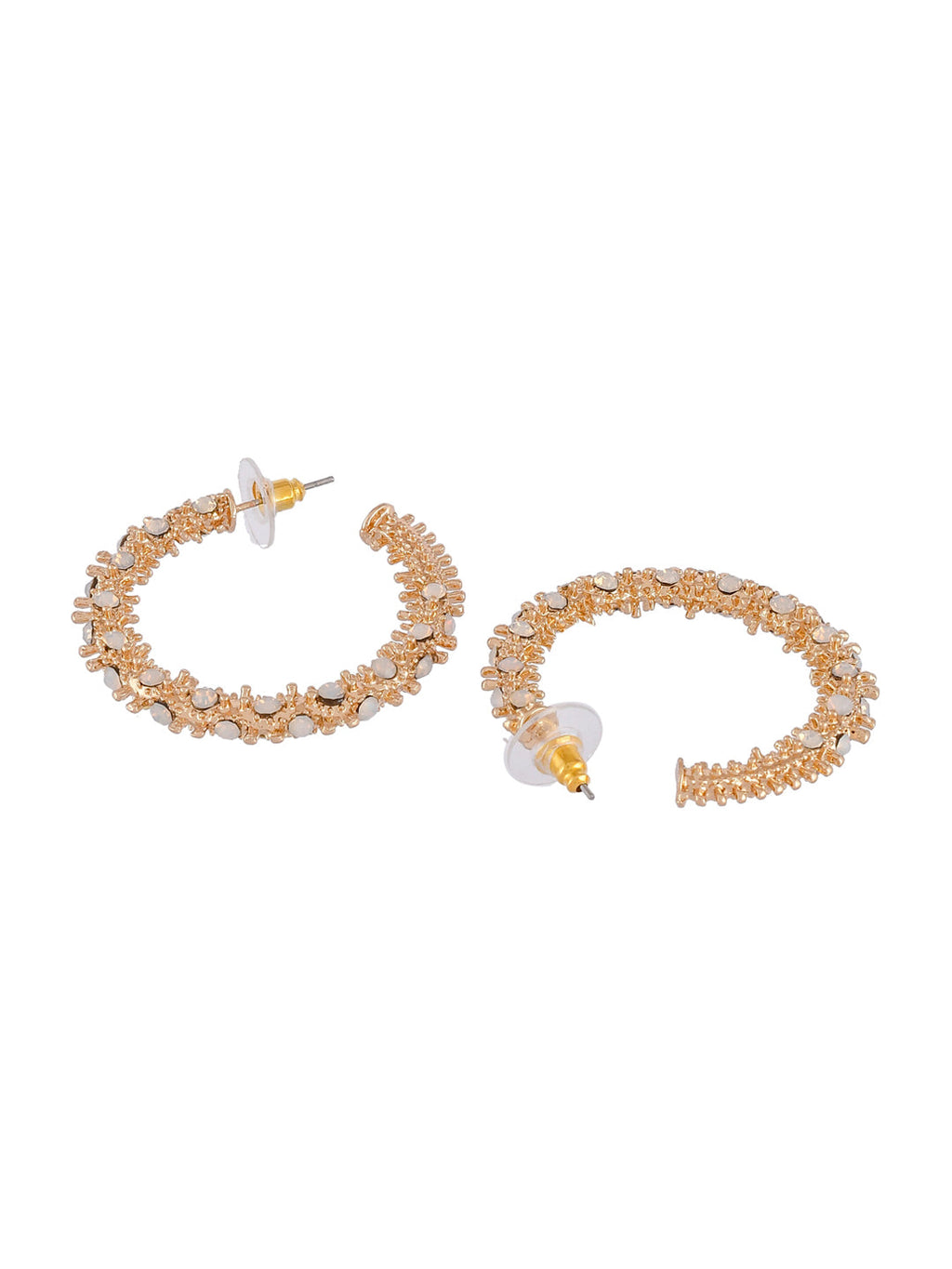 Shoshaa Gold-Toned Contemporary Handcrafted Half Hoop Earrings | Grocsy