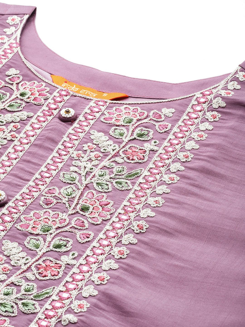 Indo Era Women Floral Yoke Design Regular Thread Work Kurta with Trousers & Dupatta | Grocsy