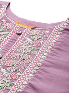 Indo Era Women Floral Yoke Design Regular Thread Work Kurta with Trousers & Dupatta | Grocsy