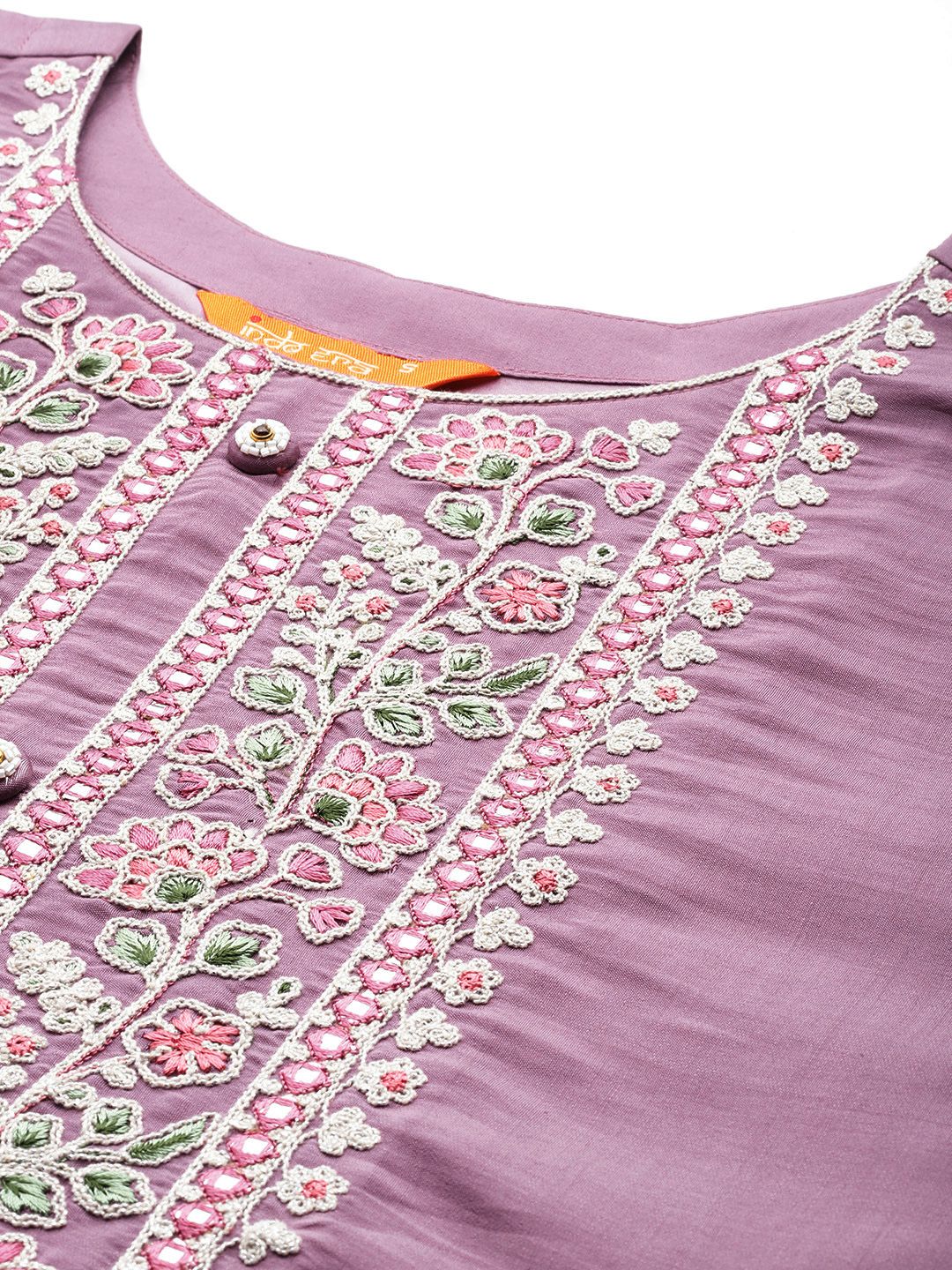 Indo Era Women Floral Yoke Design Regular Thread Work Kurta with Trousers & Dupatta | Grocsy