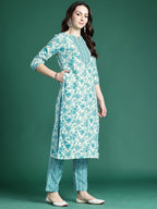 Indo Era Floral Printed Kurta with Trousers & Dupatta | Grocsy